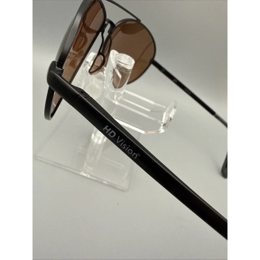HD Vision Authentic Aviators High Definition Sunglasses Black Metal w/brown lens